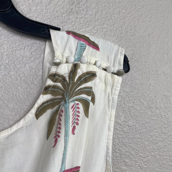 Roller Rabbit Large Morjim Palm Emanelle Jumpsuit White 100% Cotton Sleeveless - Picture 6 of 11